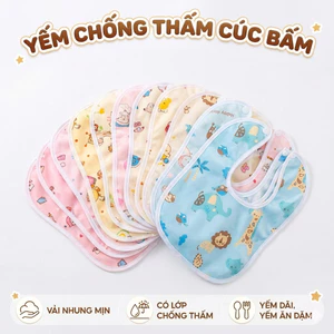 Combo 5 cái Yếm dãi, yếm ăn dặm chống thấm 2 lớp (nhung san hô) cho bé ShinHome