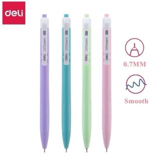LEAFBOOK Bút bi bấm XTREAM Deli Pastel Q03336/ 03336  Mực Xanh ngòi 0.7mm – viết nét đều, trơn tru
