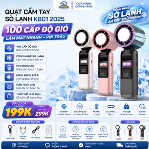QUẠT CẦM TAY SÒ LẠNH K801 2026 – 100 CẤP ĐỘ GIÓ, LÀM MÁT NHANH, PIN TRÂU, MÀN HÌNH THÔNG MINH – HomeEase – Đồ Nhà Xịn
