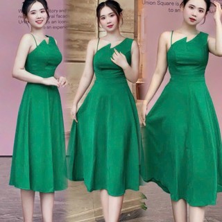 Đầm xòe lệch vai bên dây có đủ size đủ màu[damvaythietke] đi tiệc, sinh nhật, đám cưới,.. X022