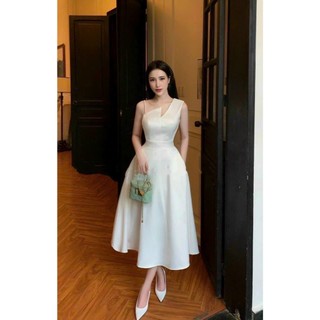 Đầm xòe lệch vai bên dây có đủ size đủ màu[damvaythietke] đi tiệc, sinh nhật, đám cưới,.. X022