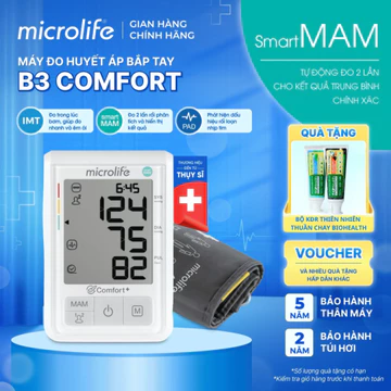 Máy Đo Huyết Áp Microlife B3 Comfort/ A2/ B2/ B1 - PAD Cảnh Báo Rối Loạn Nhịp Tim, Gentle+ Êm&Nhanh