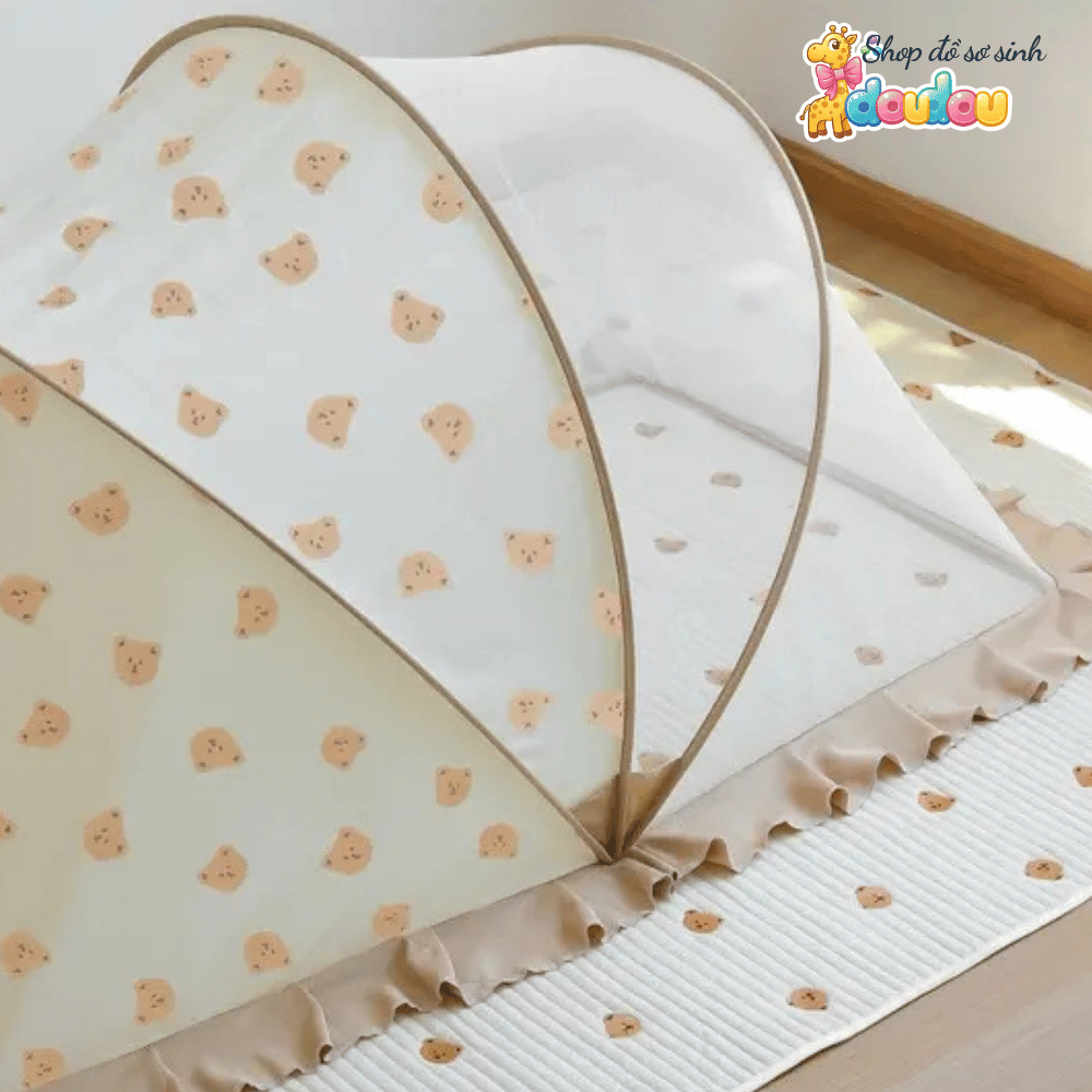 Màn Chụp Cho Bé Sơ Sinh Cao Cấp Chống Muỗi Gấp Gọn Hình Gấu Thỏ Màn Chống Muỗi Gấp Gọn DouDou A14