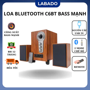 Loa máy vi tính để bàn pc, loa máy tính bluetooth cắm laptop gồm bộ 3 loa âm bass mạnh C6BT