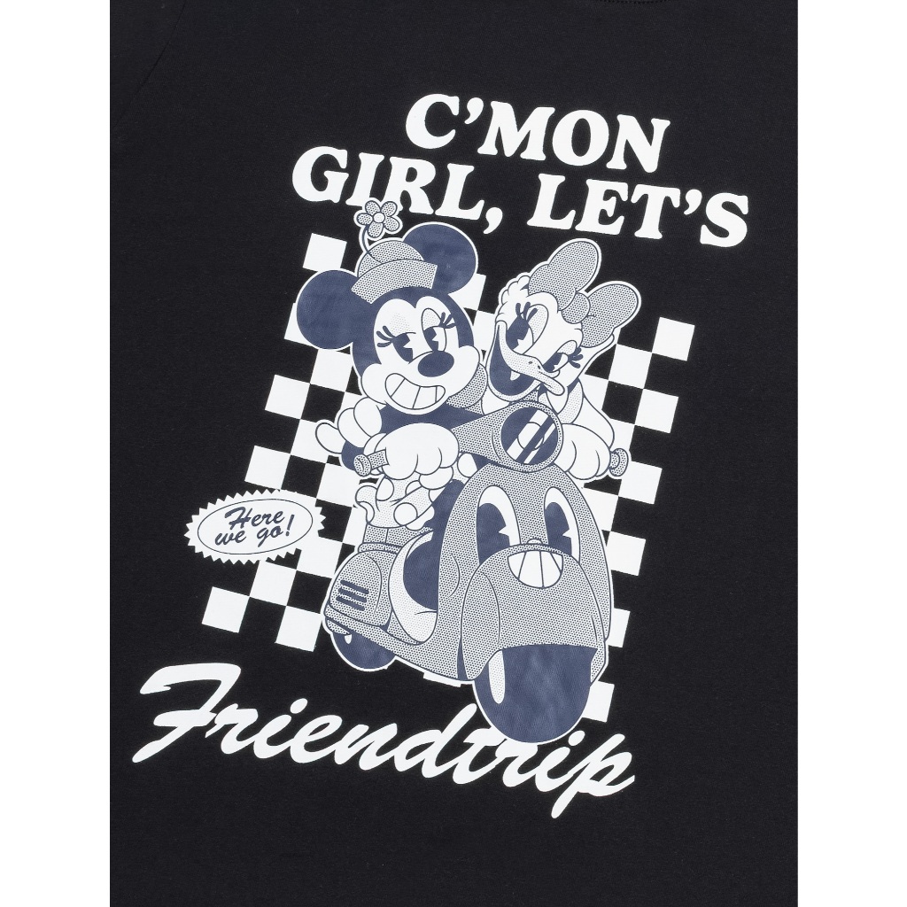 Áo phông nữ CANIFA áo thun chất cotton USA dáng boxy in hình Mickey & Friends 6TS26S004
