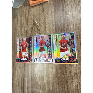 Bộ 3x Thẻ Cầu Thủ Bóng Đá Ibrahimovic Vàng Bạc Đồng Match Attax Ibrahimovic Manchester United Limited 2016/17 Super Rare