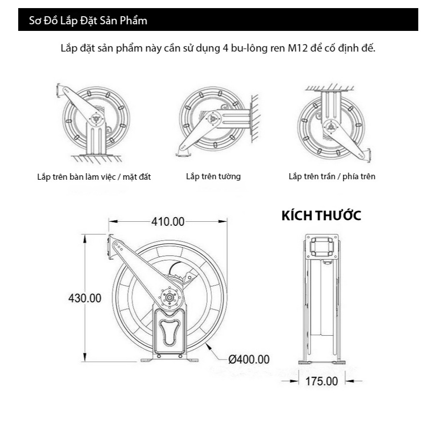 Cuộn Dây Tự Rút Rửa Xe Cao Áp - 10M Chịu Áp 300KG Dây Rửa Xe Chuyên Nghiệp Cho Gara Ô Tô Khoa Kim