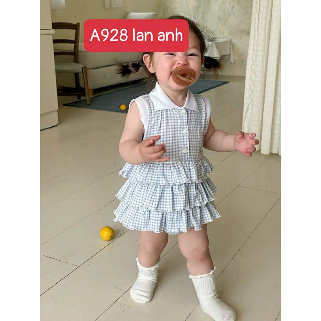 (Bon Kids) A926 Set Bộ Suit PoLo Có Cổ Sát Nách Hoạ Tiết Caro Dành Cho Bé Phong Cách Hàn Quốc