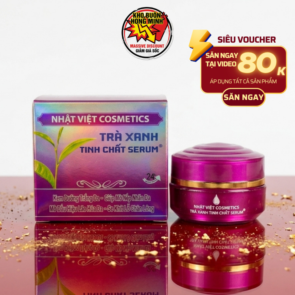 Kem Dưỡng Sáng Da Mặt Tinh Chất Serum Nhật Việt Trà Xanh Hỗ Trợ Mờ Dấu Hiệu Lão Hóa (Tím Bạc)