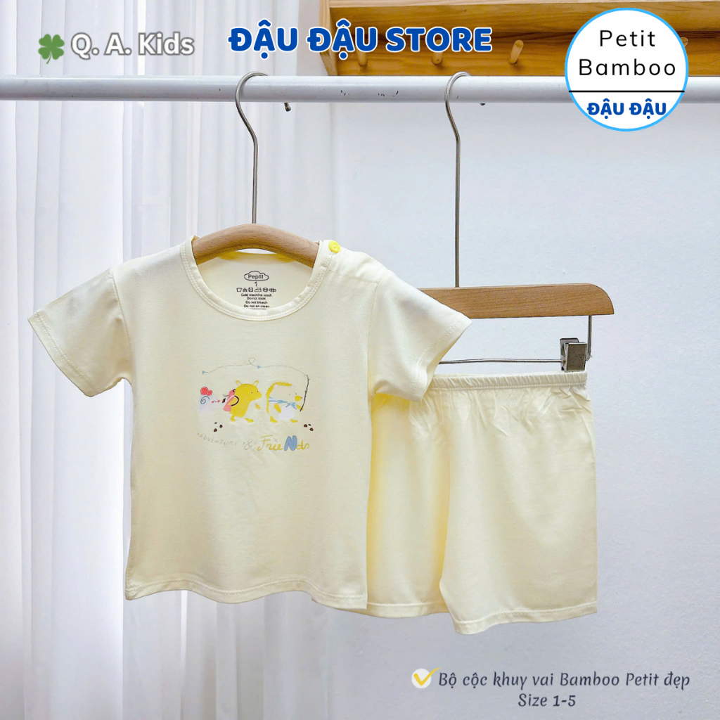 Set 2/3 Bộ Cộc Cài Vai Bamboo Petit mềm mịn in hoạ tiết cho bé trai bé gái size 4-15 kg QA-CV33 Đậu Đậu Store