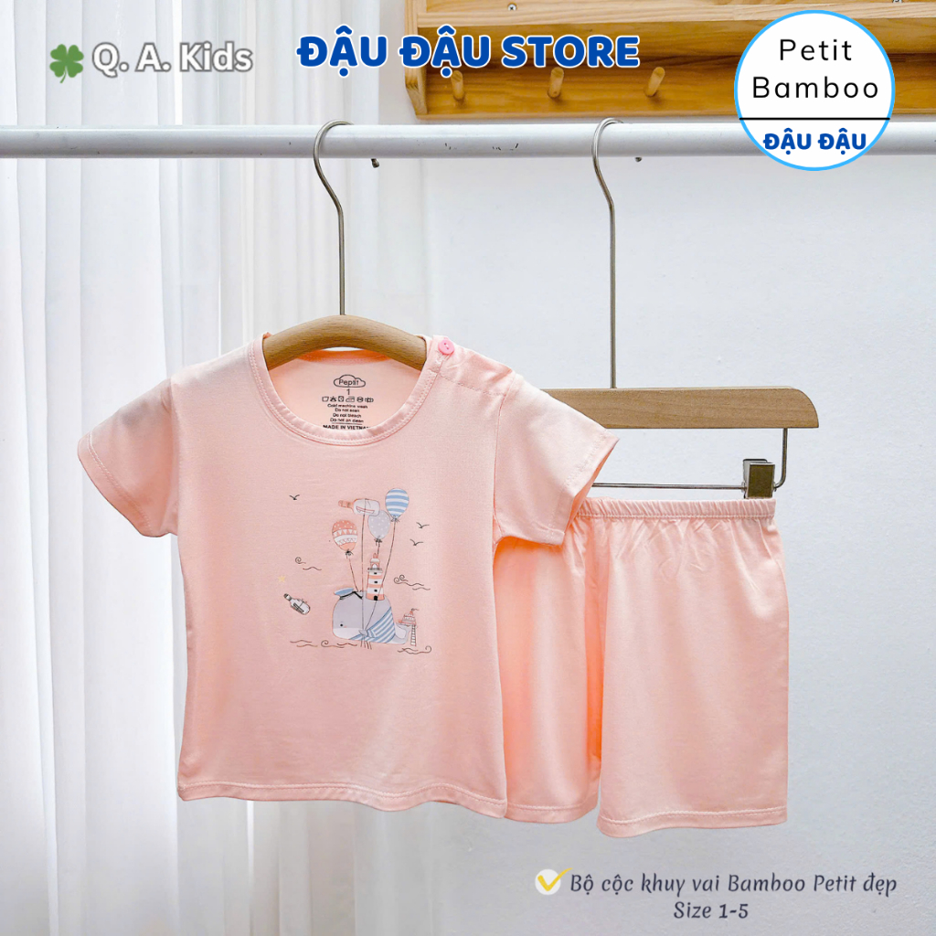 Set 2/3 Bộ Cộc Cài Vai Bamboo Petit mềm mịn in hoạ tiết cho bé trai bé gái size 4-15 kg QA-CV33 Đậu Đậu Store