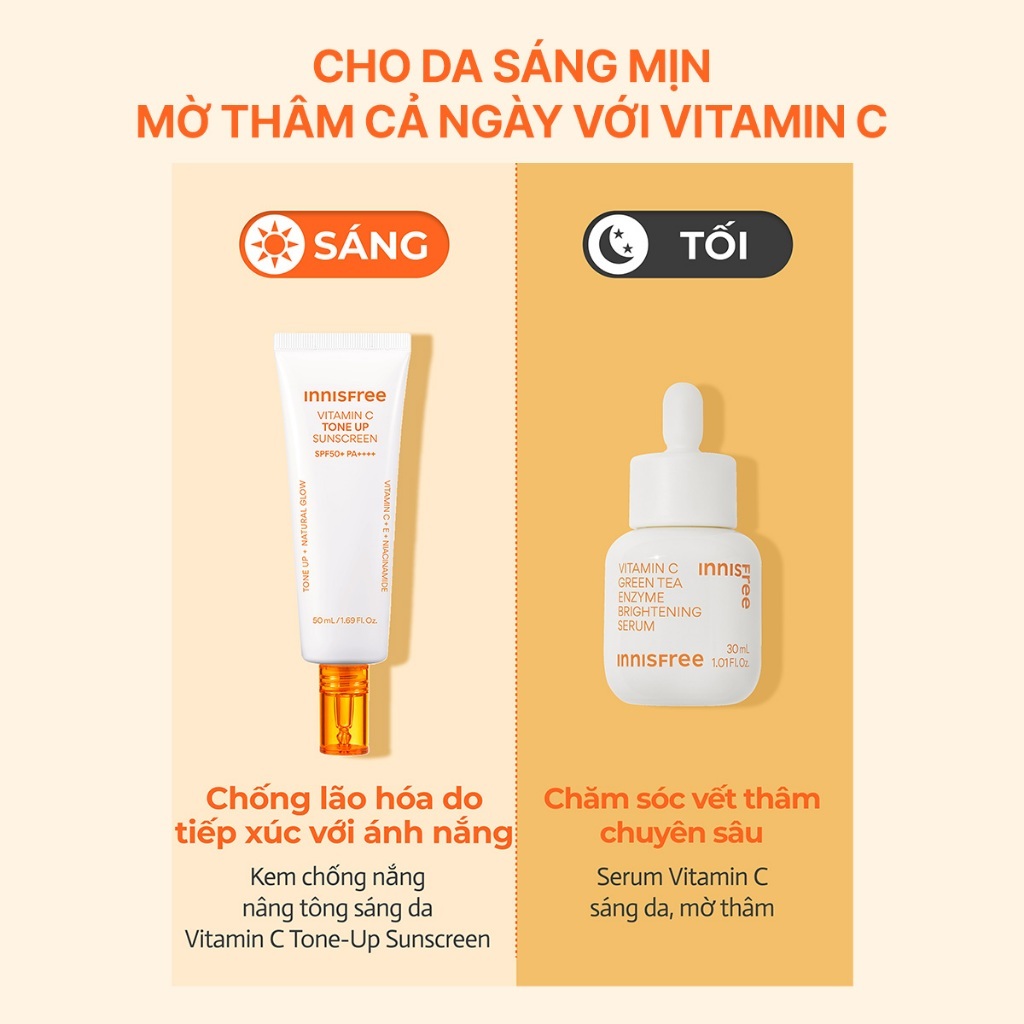 INNISFREE x Kem chống nắng Vitamin C nâng tông sáng da SPF 50+ PA++++ 50mL
