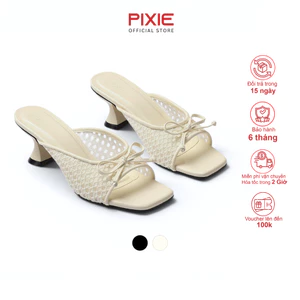 Guốc Cao Gót Nữ 5cm Vải Lưới Phối Nơ Thời Trang Pixie H462