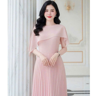 (MAY KỸ ĐẸP ) ĐẦM QUÝ BÀ THIẾT KẾ SANG TRỌNG  CHÂN VÁY XẾP LY  NHẸ NHÀNG PHỐI VOAN VAI (NEW) NAM LEE SHOP