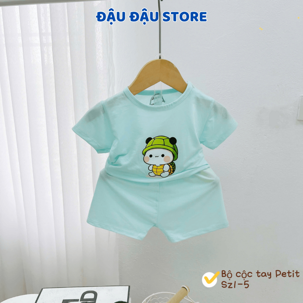 Set 2/3 Bộ cộc cài vai thun petit mềm mịn in hoạ tiết cho bé trai bé gái size 4-15 kg DK-CV33 Đậu Đậu Store