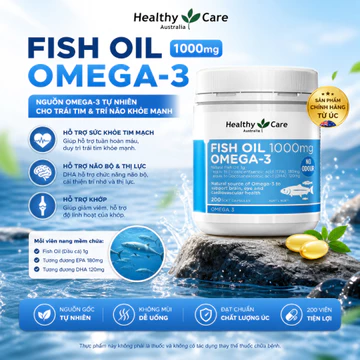 Dầu Cá Bổ Sung Omega 3 Healthy Care Fish Oil 1000mg (Hộp 400 Viên) - Hỗ Trợ Sáng Mắt, Bổ Não, Tim Mạch (Úc Chính Hãng)