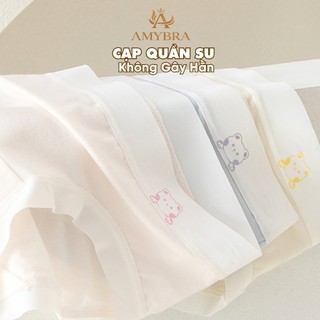 Combo 5 Quần Lót Cotton Viền Lụa Siêu Mát - Set 5 Quần Chip Nữ Tính In Chú Gấu Dễ Thương AMYBRA LY03