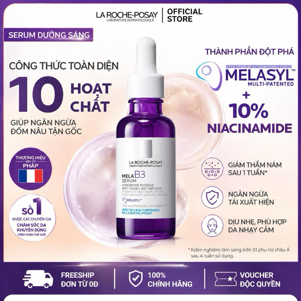 Combo La Roche-Posay Mela B3 Serum + Cicaplast Baume B5+ – Giảm Thâm, Phục Hồi, Làm Dịu Da