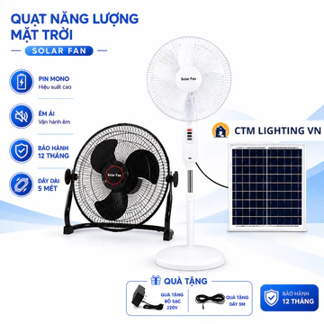 Quạt Cây Đứng Năng Lượng Mặt Trời Tích Điện, Quạt Solar Gió Mạnh Có Cổng Sạc USB Tiết Kiệm Điện
