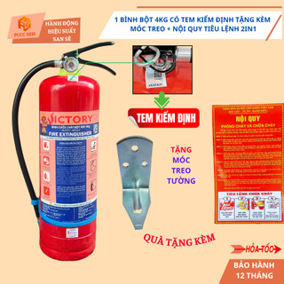 {Có kiểm định}Combo 1 Bình chữa cháy bột ABC 4kg  tặng kèm 1 tấm nội quy tiêu lệnh 2in1+ kệ đựng