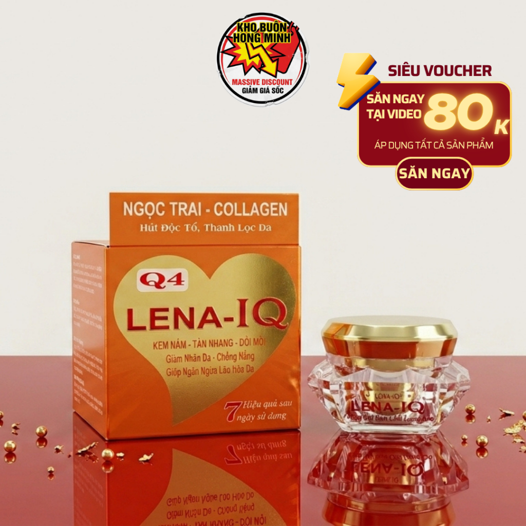Kem Lena-IQ Q4 Q27 Giúp Mờ Nám Tàn Nhang Đồi Mồi Dưỡng Trắng Da Collagen 18g (Cam)
