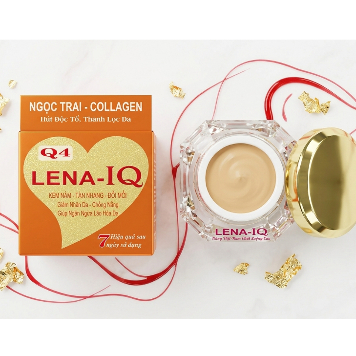 Kem Lena-IQ Q4 Q27 Giúp Mờ Nám Tàn Nhang Đồi Mồi Dưỡng Trắng Da Collagen 18g (Cam)