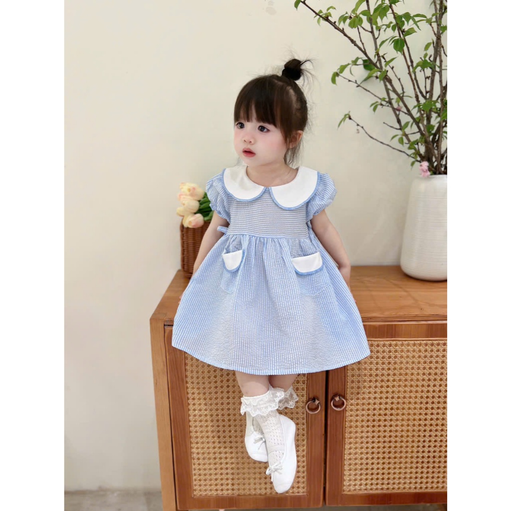 (Bon Kids) A60 Sét Váy Công Chúa Siêu Xinh 2 Màu Cho Bé Đi Học Đi Chơi 6-18kg