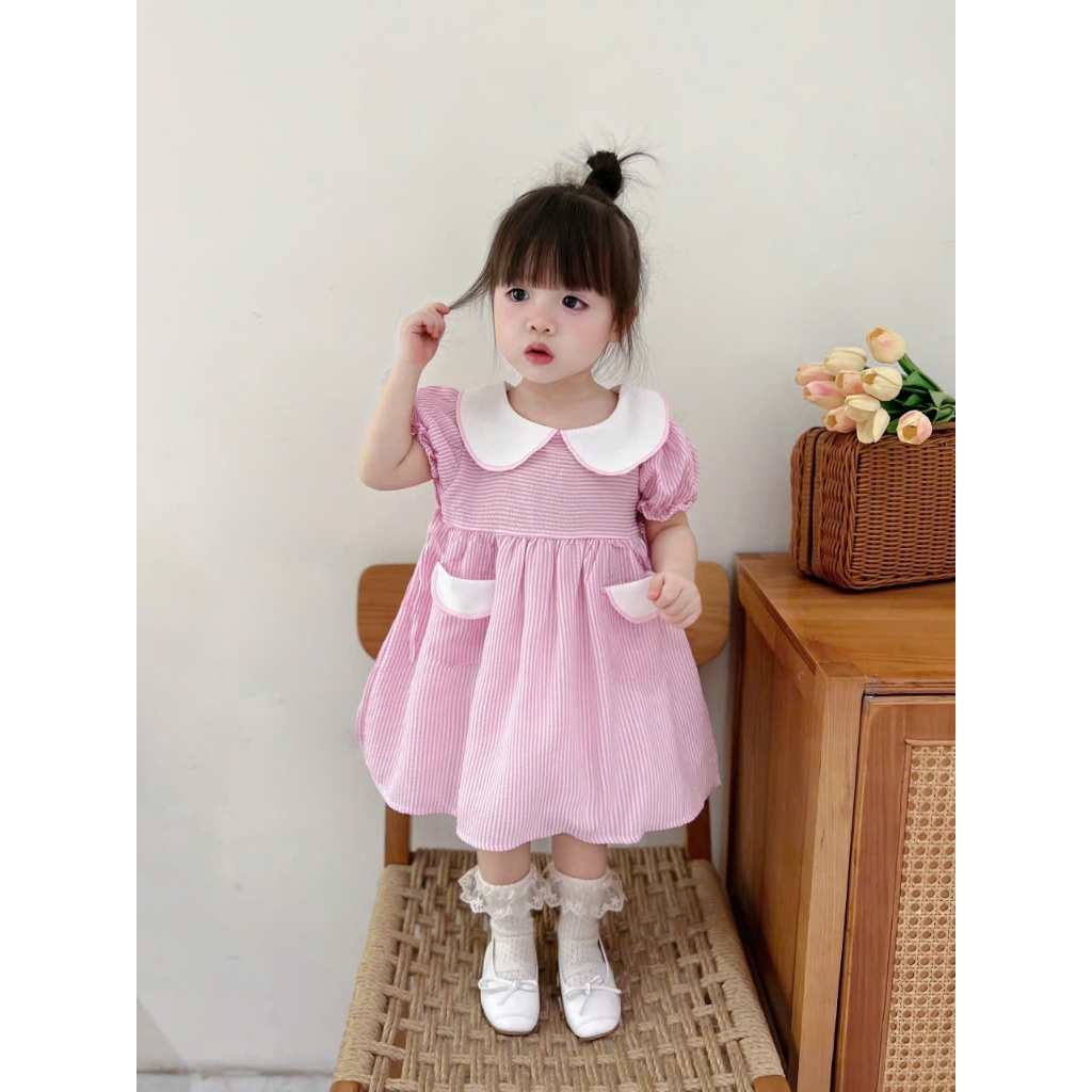 (Bon Kids) A60 Sét Váy Công Chúa Siêu Xinh 2 Màu Cho Bé Đi Học Đi Chơi 6-18kg