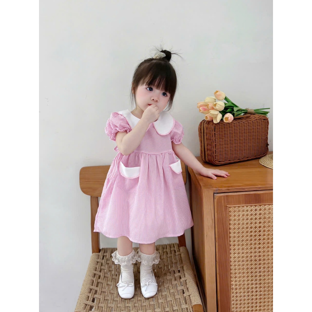 (Bon Kids) A60 Sét Váy Công Chúa Siêu Xinh 2 Màu Cho Bé Đi Học Đi Chơi 6-18kg