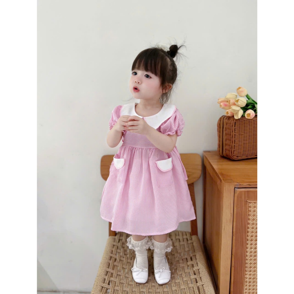 (Bon Kids) A60 Sét Váy Công Chúa Siêu Xinh 2 Màu Cho Bé Đi Học Đi Chơi 6-18kg