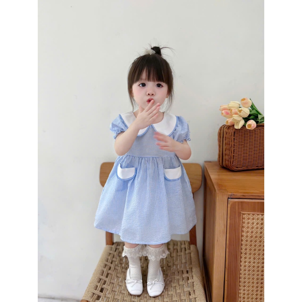 (Bon Kids) A60 Sét Váy Công Chúa Siêu Xinh 2 Màu Cho Bé Đi Học Đi Chơi 6-18kg