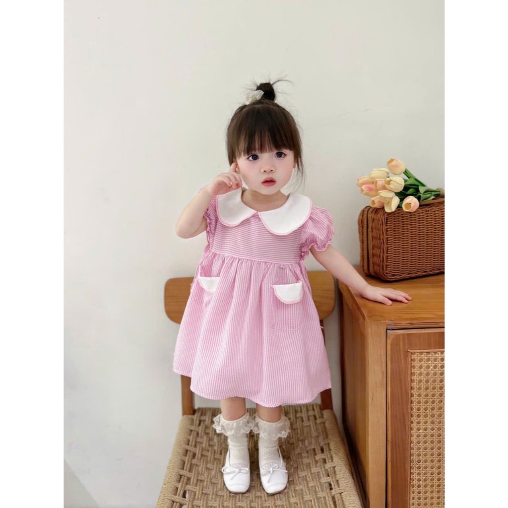 (Bon Kids) A60 Sét Váy Công Chúa Siêu Xinh 2 Màu Cho Bé Đi Học Đi Chơi 6-18kg