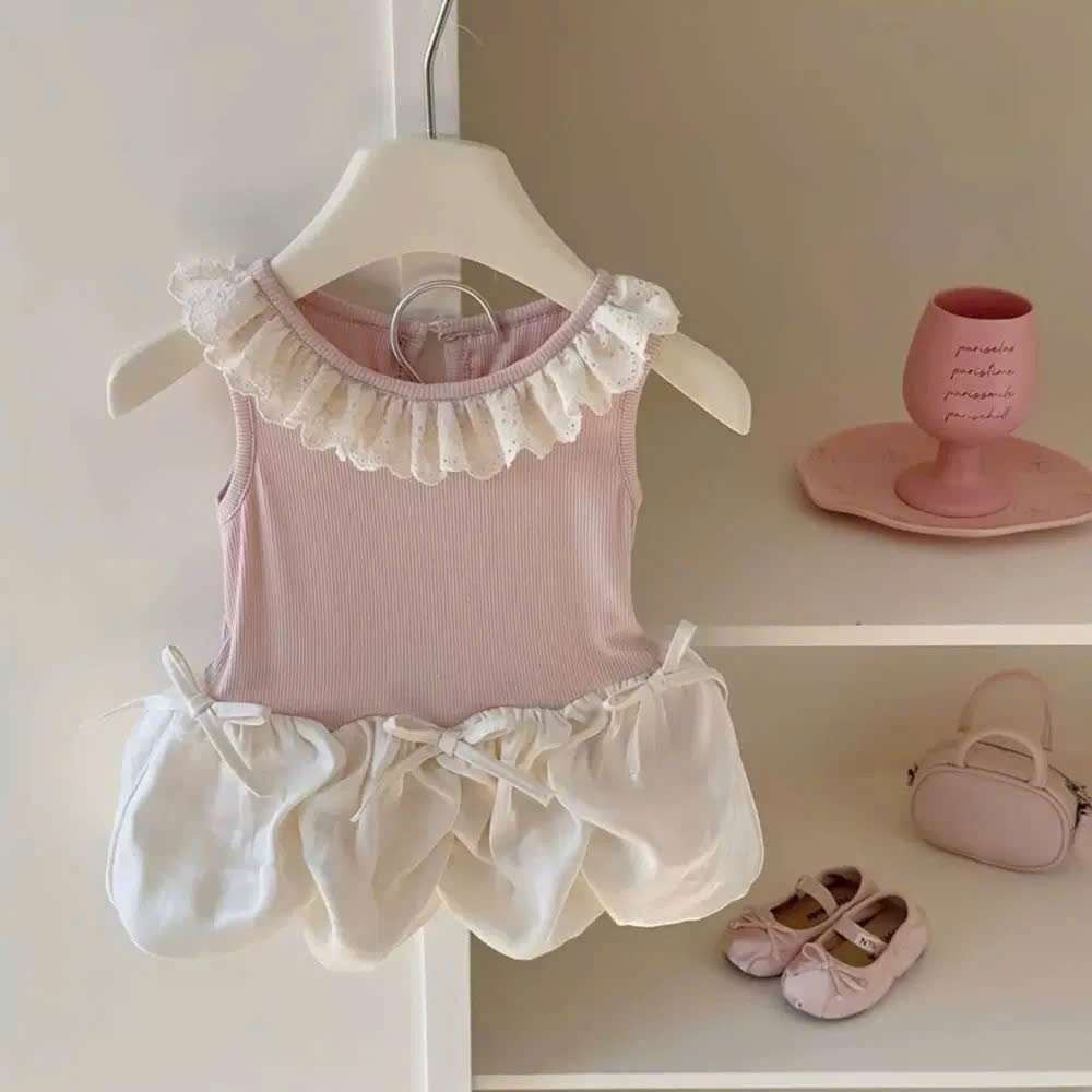 (Bon Kids)  A970 Váy Bé Gái Phòng Cách Hàn Quốc Dễ Thương Cho Mùa Hè 2026 6-18kg