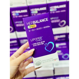 Sắt Sinh Học Cho Bà Bầu HerBalance Iron (Hộp 20 Gói) Bổ Sung Sắt Lipofer, Vitamin C & Acid Folic