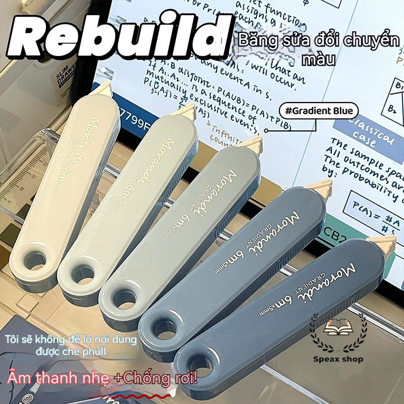 Băng xóa kéo Hàn Quốc dạng hình chữ nhật màu gradient – 6m × 5mm, thiết kế nắp lật cao cấp, kiểu dáng đẹp mắt