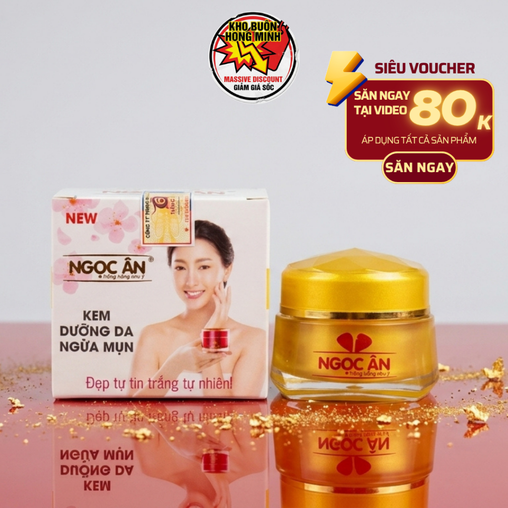 Kem Ngọc Ân Dưỡng Trắng Da Ngừa Mụn Hỗ Trợ Cấp Ẩm Cho Da Collagen 10g (Trắng Vàng)