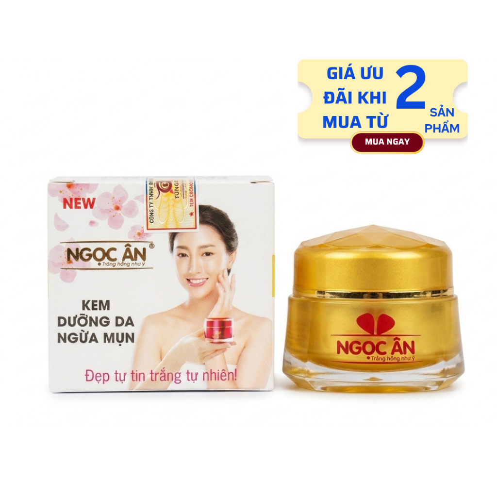 Kem Ngọc Ân Dưỡng Trắng Da Ngừa Mụn Hỗ Trợ Cấp Ẩm Cho Da Collagen 10g (Trắng Vàng)