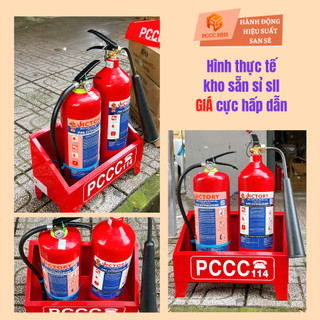 {Có Kiểm Định}Combo 1 bình chữa cháy bột 4kg+1 bình khí CO2 3kg kiểm định kèm kệ đựng tặng NQTL 2IN1