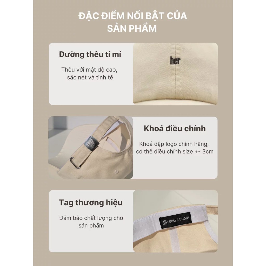 [Peinn] Mũ lưỡi trai nam nữ LOULI SAIGON thêu form mềm, nón lưỡi trai kaki màu đỏ thời trang Hàn Quốc M66