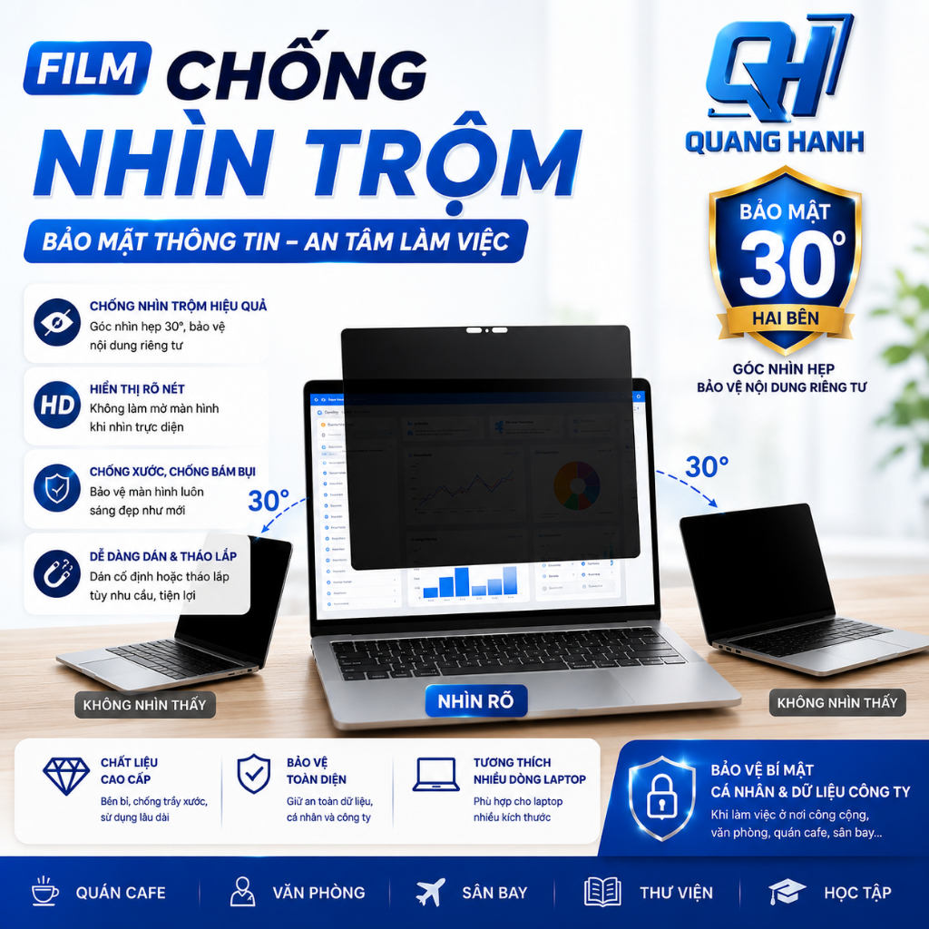 Tấm che màn hình chống nhìn trộm, chống chói laptop cao cấp