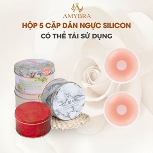 Miếng Dán Ngực Silicone Siêu Dính, Hộp 5 Cặp Dán Ngực Chống Thấm Nước, Sử Dụng Nhiều Lần AMYBRA D329