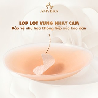 Miếng Dán Ngực Silicone Siêu Dính, Hộp 5 Cặp Dán Ngực Chống Thấm Nước, Sử Dụng Nhiều Lần AMYBRA D329