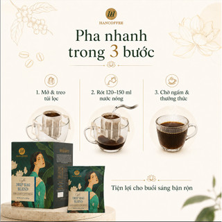 Cà Phê Túi Lọc HANCOFFEE 100% Arabica Hộp 10 gói Vị Đắng Êm Chua Nhẹ, Hậu Vị Ngọt Kéo Dài