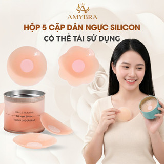 Hộp 10 Miếng Dán Ngực Hình Tròn Silicon, Dán Ngực Siêu Dính, Sử Dụng Nhiều Lần AMYBRA H02 - D306