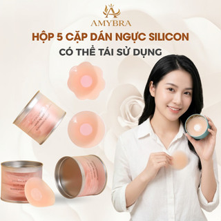 Miếng Dán Ngực Hình Tròn - Hộp 5 Cặp Miếng Dán Ti Silicon Siêu Dính Sử Dụng Nhiều Lần AMYBRA H02 - D306