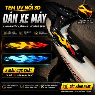 Tem Lửa 🔥dán xe máy, xe điện ,lattop,nón bảo hiểm ,Tem nổi 3D chống nước, chống xước