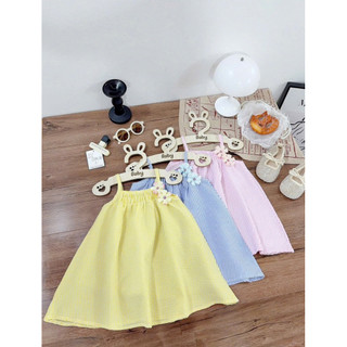 (EMXINH Baby Kids x Tặng Kẹp Tóc) Váy 2 Dây Sọc Đính Hoa Xinh, Phù Hợp Đi Học , Đi Chơi, Đi Biển -  V006