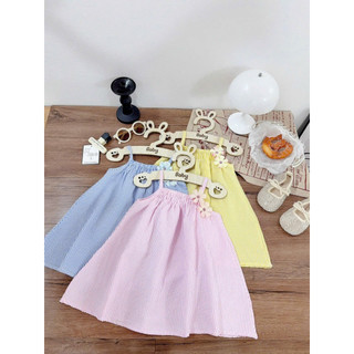 (EMXINH Baby Kids x Tặng Kẹp Tóc) Váy 2 Dây Sọc Đính Hoa Xinh, Phù Hợp Đi Học , Đi Chơi, Đi Biển -  V006