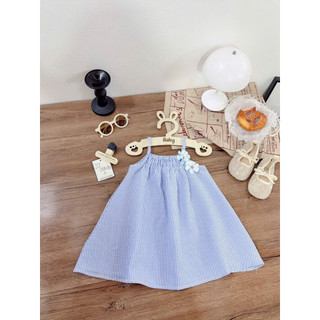 (EMXINH Baby Kids x Tặng Kẹp Tóc) Váy 2 Dây Sọc Đính Hoa Xinh, Phù Hợp Đi Học , Đi Chơi, Đi Biển -  V006