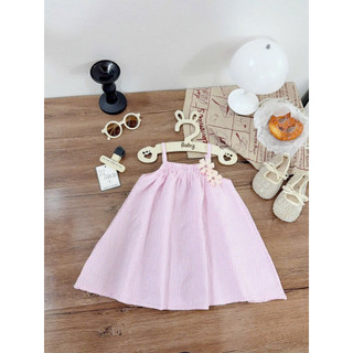 (EMXINH Baby Kids x Tặng Kẹp Tóc) Váy 2 Dây Sọc Đính Hoa Xinh, Phù Hợp Đi Học , Đi Chơi, Đi Biển -  V006